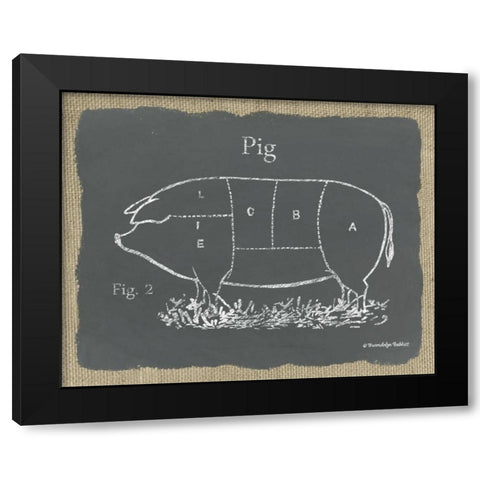 Pig on Burlap Black Modern Wood Framed Art Print with Double Matting by Babbitt, Gwendolyn