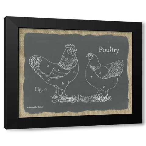 Poultry on Burlap Black Modern Wood Framed Art Print with Double Matting by Babbitt, Gwendolyn