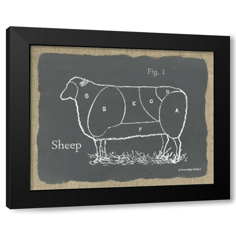 Sheep on Burlap Black Modern Wood Framed Art Print with Double Matting by Babbitt, Gwendolyn