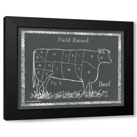 Sectioned Cow Black Modern Wood Framed Art Print with Double Matting by Babbitt, Gwendolyn