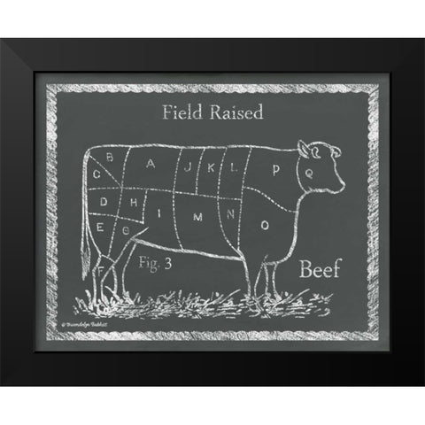 Sectioned Cow Black Modern Wood Framed Art Print by Babbitt, Gwendolyn