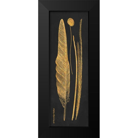 Gold Feathers III Black Modern Wood Framed Art Print by Babbitt, Gwendolyn