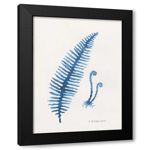 Indigo Fern II Black Modern Wood Framed Art Print with Double Matting by Babbitt, Gwendolyn