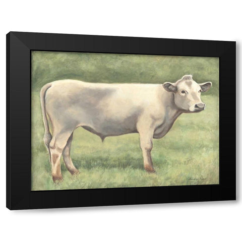 Cow in Field Black Modern Wood Framed Art Print with Double Matting by Babbitt, Gwendolyn