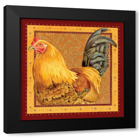 Country Rooster II Black Modern Wood Framed Art Print with Double Matting by Babbitt, Gwendolyn
