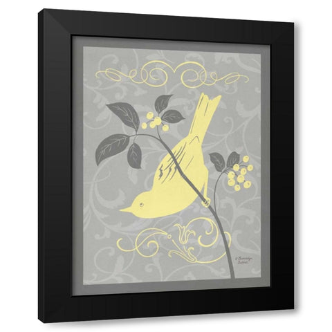 Grey and Yellow Bird I Black Modern Wood Framed Art Print by Babbitt, Gwendolyn