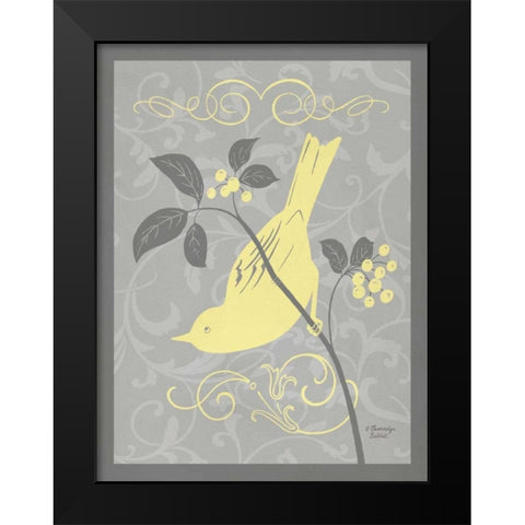 Grey and Yellow Bird I Black Modern Wood Framed Art Print by Babbitt, Gwendolyn