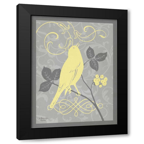 Grey and Yellow Bird III Black Modern Wood Framed Art Print by Babbitt, Gwendolyn