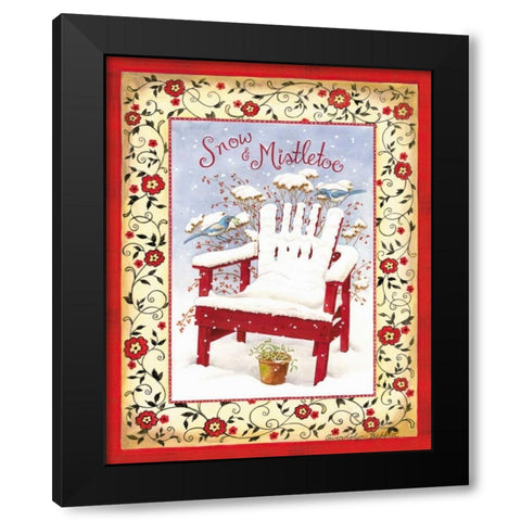 Snow and Mistletoe Black Modern Wood Framed Art Print by Babbitt, Gwendolyn