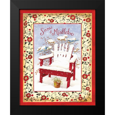 Snow and Mistletoe Black Modern Wood Framed Art Print by Babbitt, Gwendolyn