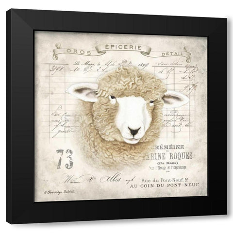 French Sheep Black Modern Wood Framed Art Print with Double Matting by Babbitt, Gwendolyn