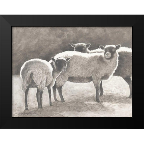 Three Heirloom Sheep Black Modern Wood Framed Art Print by Babbitt, Gwendolyn