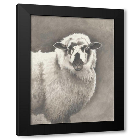Heirloom Madras Sheep Black Modern Wood Framed Art Print with Double Matting by Babbitt, Gwendolyn