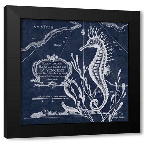 Seahorse on Blue II Black Modern Wood Framed Art Print with Double Matting by Babbitt, Gwendolyn