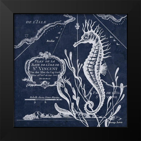 Seahorse on Blue II Black Modern Wood Framed Art Print by Babbitt, Gwendolyn