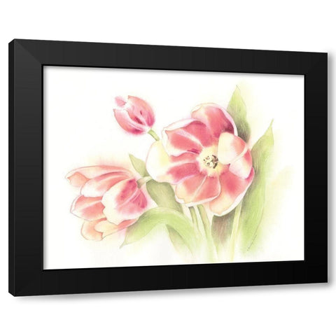 Happy Tulips Black Modern Wood Framed Art Print with Double Matting by Babbitt, Gwendolyn