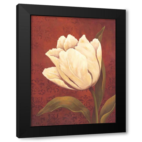 Tulip on Red Black Modern Wood Framed Art Print with Double Matting by Belamar, Ella