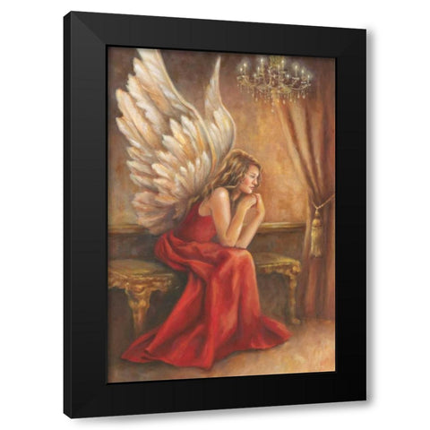 Angel Black Modern Wood Framed Art Print with Double Matting by Belamar, Ella