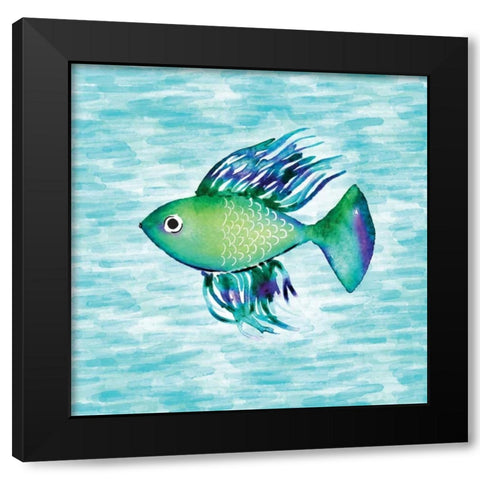 Deep Sea Green Fish Black Modern Wood Framed Art Print with Double Matting by Berrenson, Sara