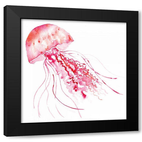 Pink Jellyfish Black Modern Wood Framed Art Print by Berrenson, Sara