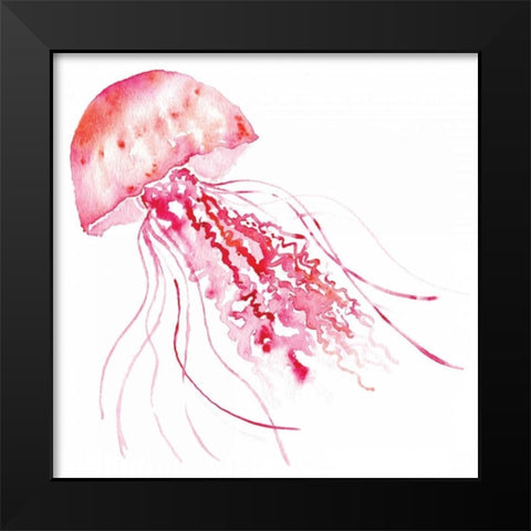 Pink Jellyfish Black Modern Wood Framed Art Print by Berrenson, Sara