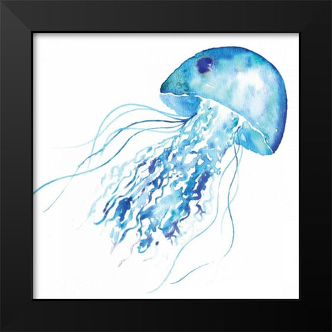 Blue Jellyfish Black Modern Wood Framed Art Print by Berrenson, Sara