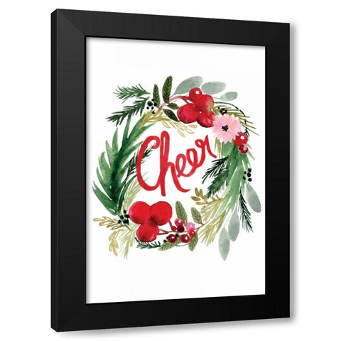 Cheer Wreath Black Modern Wood Framed Art Print by Berrenson, Sara