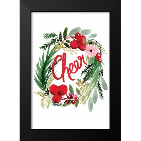 Cheer Wreath Black Modern Wood Framed Art Print by Berrenson, Sara