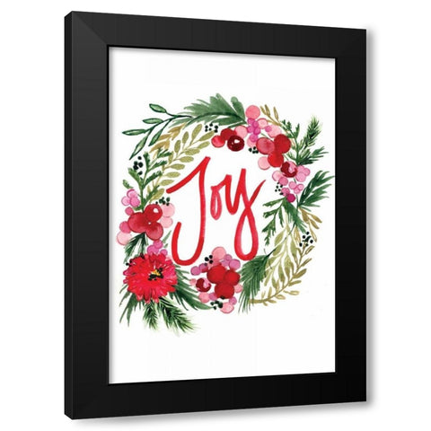 Joy Wreath Black Modern Wood Framed Art Print by Berrenson, Sara