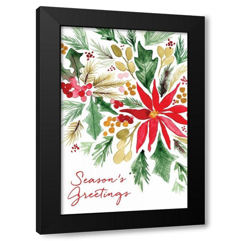 Poinsettia Pine Black Modern Wood Framed Art Print with Double Matting by Berrenson, Sara