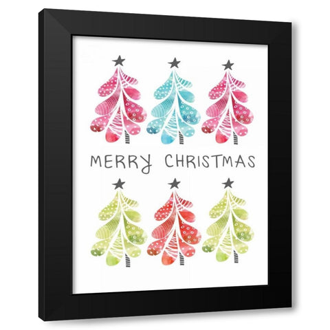 Christmas Trees Black Modern Wood Framed Art Print with Double Matting by Berrenson, Sara