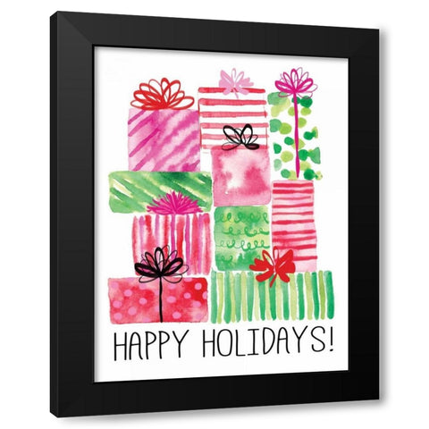 Watercolor Presents Black Modern Wood Framed Art Print with Double Matting by Berrenson, Sara