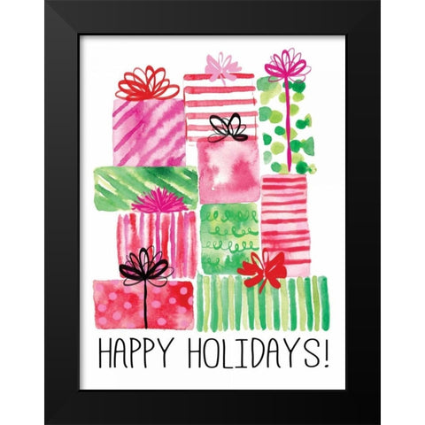 Watercolor Presents Black Modern Wood Framed Art Print by Berrenson, Sara