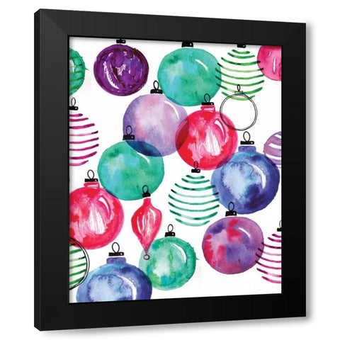 Watercolor Ornaments Black Modern Wood Framed Art Print with Double Matting by Berrenson, Sara