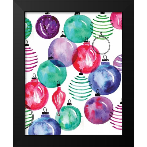 Watercolor Ornaments Black Modern Wood Framed Art Print by Berrenson, Sara