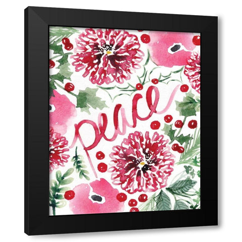 Christmas Floral I Black Modern Wood Framed Art Print by Berrenson, Sara