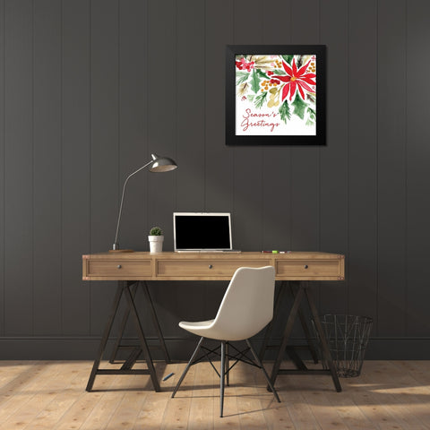 Poinsettia Pine Sq Black Modern Wood Framed Art Print by Berrenson, Sara