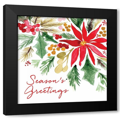 Poinsettia Pine Sq Black Modern Wood Framed Art Print with Double Matting by Berrenson, Sara