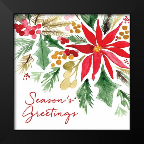 Poinsettia Pine Sq Black Modern Wood Framed Art Print by Berrenson, Sara