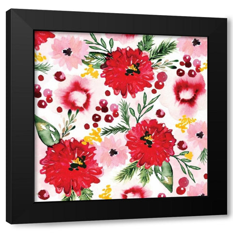 Christmas Floral III Black Modern Wood Framed Art Print with Double Matting by Berrenson, Sara