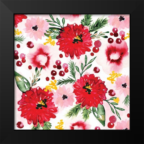 Christmas Floral III Black Modern Wood Framed Art Print by Berrenson, Sara