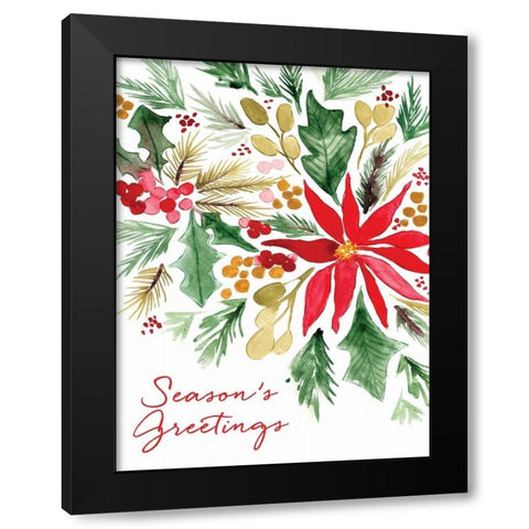 Poinsettia Pine Black Modern Wood Framed Art Print with Double Matting by Berrenson, Sara