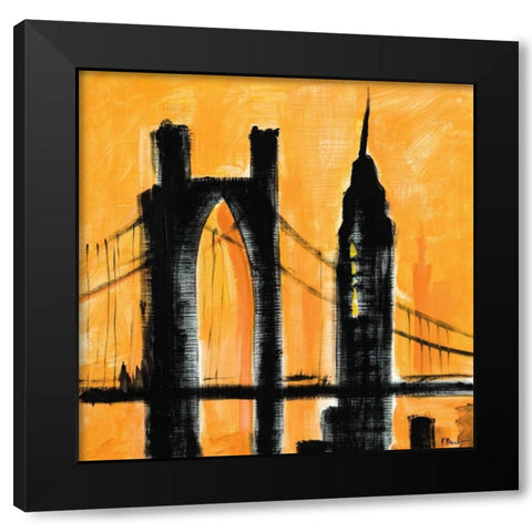 Amber Cityscape Black Modern Wood Framed Art Print with Double Matting by Brent, Paul