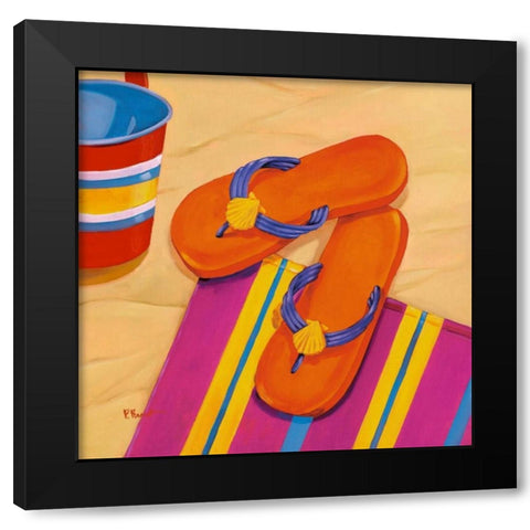 Orange Flip Flops Black Modern Wood Framed Art Print by Brent, Paul