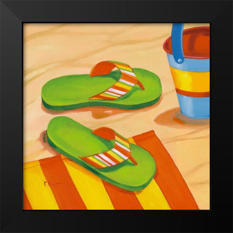 Green Flip Flops Black Modern Wood Framed Art Print by Brent, Paul
