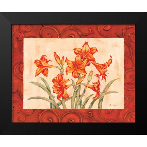 Linen Scroll Tulip Black Modern Wood Framed Art Print by Brent, Paul