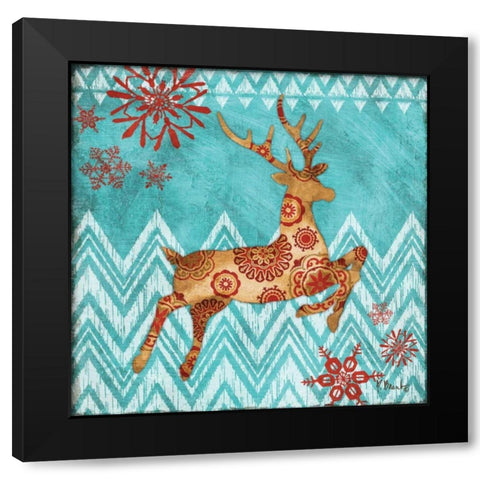 Ice Reindeer Dance I Black Modern Wood Framed Art Print by Brent, Paul