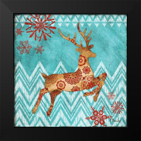 Ice Reindeer Dance I Black Modern Wood Framed Art Print by Brent, Paul