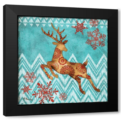Ice Reindeer Dance II Black Modern Wood Framed Art Print by Brent, Paul