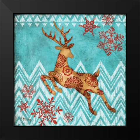 Ice Reindeer Dance II Black Modern Wood Framed Art Print by Brent, Paul